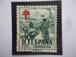 Stamps Spain -  Ed:ES1104 - Liga Nacional Antituberculosa-Cruz de Lorena - Fundación Antituberculosa (1951) - Niños 