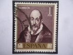 Stamps Spain -  Ed:1334- Autorretrato del Pintor, Doménikos Theotokópoulos - 1541-1614-(El Greco)