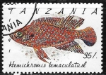 Stamps Tanzania -  Peces - Hemichromis bimaculatus