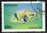 Stamps Tanzania -  Peces - Rhinecanthus aculeatus