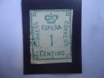 Stamps Spain -  Ed:ES291 - Corona y Numeral - Sello de 1 Céntimi, año 1920
