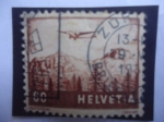 Stamps Switzerland -  Alpstein - Macizo de Alpstein - Avión sobre la Cordillera.