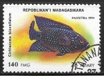 Stamps Madagascar -  Peces - Cichlasoma biocellatum