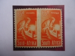 Stamps : Africa : South_Africa :  Soldador Elctrico - Sello de 6d-Peniques Sudafricano. Año 1941.