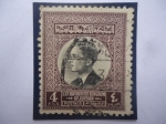 Stamps : Asia : Jordan :  King Husein II de Jordania -Sello de 4 fils jordano- Año 1959