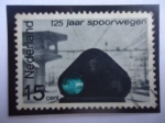 Sellos de Europa - Noruega -  125 Jaar Spoorwegen-125 Aniv.-Neederlandse Spoorwegen-Ferrocarriles Neerlandeses-Estación Amersfoort