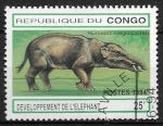 Stamps : Africa : Republic_of_the_Congo :  Animales prehistóricos - Elefante
