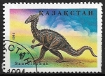 Stamps : Asia : Kazakhstan :  Animales prehistóricos - Saurolophus