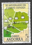 Stamps Andorra -  102a - L Aniversario del Correo Español