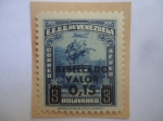 Stamps Venezuela -  EE.UU Venezuela - Estatua de Simón Bolívar-Caracas - Resellado con 0,15Bs. sobre 3Bs.