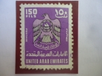Stamps : Asia : United_Arab_Emirates :  Escudo de Armas - Sello de 150 fils de Emiratos Árabes Unidos-Año 1976.