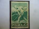 Sellos de Europa - Polonia -  Cosechador - Sello de 10 Zl- Zloty polaco, Año 1947.