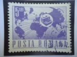 Stamps Romania -  Mapa Mundi y Telex - Correo y Transporte.