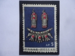 Stamps Greece -  Pendiente y Collar - Arte popular griego - Sello de 5 Dracma, gr.