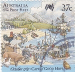 Stamps Australia -  La primera flota en Cabo Buena Esperanza