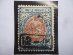Stamps Iran -  Poste Persanes - León Heráldico - Sobretasa de 12 sobre 13 Chahi Iraní, del año 1911