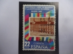 Stamps Spain -  Ed:2592- Conferencia Sobre la Seguridad y la Cooperación en Europa-Madrid 1980 - Edificio y Banderas