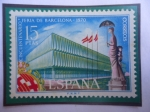 Stamps Spain -  Ed:Es 1975-Cincuentenario Feria de Barcelona (1970)-Edif. de Exposición y Estatua Dama de la Sombril