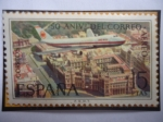 Stamps Spain -  Ed:Es- 50 Aniversario del Correo Aéreo - Boeing 747, volando sobre Madrid.