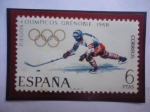 Sellos de Europa - Espa�a -  Ed:Es 1853- Juegos Olímpicos en Grenole 1968-Francia - Hockey Sobre Hielo