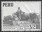 Stamps Peru -  monumento al agricultor indígena