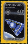 Stamps : Europe : Hungary :  Apolo-Soyuz, Sputnyk 2 perra Laika