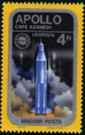 Stamps : Europe : Hungary :  Apolo-Soyuz, Apolo despegando desde Cabo Cañaveral