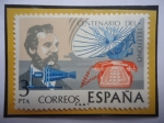 Stamps Spain -  Ed:Es - Centenario de Teléfono- Alexander Graham Bell (1847-1922) Científico e Inventor