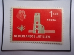 Stamps : America : Netherlands_Antilles :  Aruba- Torre Willen III y el Fuerte Zouman-Oranjestad-Aruba - Sello de 1 NAf-Guilder Antillas Holand