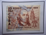Sellos de America - Cuba -  Benjamín franklin (1706/90)-250°Ani. Nacimiento de Franklín (1706-1956)-Padre y Fundador de USA.