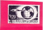 Stamps Mexico -  avión y mapamundi