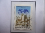 Stamps Hungary -  10° Congreso Sindical Mundial - Edificio y Emblema. Sello de 2Fl-Florín Húngaro.