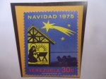 Stamps Venezuela -  Navidad 1975 - Adoración de los Pastores - Estrella de Belén.