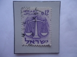 Stamps Israel -  LIBRA- Serie: Signos Zodiacales - Sello de 0,12 Lira Israelí, Año 1961