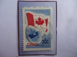 Stamps Canada -  Bandera y Planeta Tierra - Centenario de la Confederación (1867-1967)