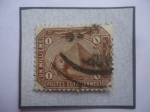 Stamps Egypt -  Esfinge Frente a la Pirámide de Keops - Sello de 1 Milleime Eg. del año 1888