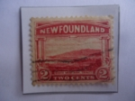 Stamps : America : New_Foundland :  Newfoundland- Vista de la Bahía de Trinity- Sello de 2 Cénts. de Terranova, del año 1923.