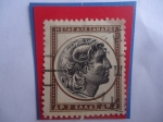Stamps Greece -  Cabeza de Alejandro el Grande (Con Cuernos de Carnero)- Arte Griego Antiguo- Sello de 2 Dracma, año 