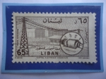 Stamps : Asia : Lebanon :  Central Eléctrica en Chamoun - Serie:Pais y Progreso- Sello de 65 Piastra Libanesa, año 1957