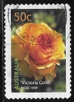 Stamps Australia -  “Victoria Gold” Rose 1999