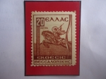 Stamps Greece -  San Demetrio - Fondo de la Feria Internacional de Tesalánica (Salónica-Grecia)- Sello Fiscal de Cari