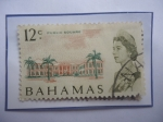 Stamps Bahamas -  Plaza de la Republica - Queen Elizabeth II  sello de 12  Cénts  Bahameño, año 1966.