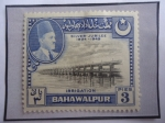 Stamps Pakistan -  Bahawalpor- Presa de Panjntad Mir de Bahawalpur - Jubileo de Plata de Sadiq Mohammad Khan V.