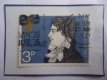 Stamps United Kingdom -  John Keats (1795-1821 )Poeta Británico- 70°Aniversario de su Muerte (1821-1971)
