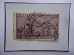 Stamps India -  Gol Gumbad-Bijapur- Mausoleo del Sultán, Mahamme Adie Shah - Serie: Monumentos y Templos 1949-1952.