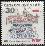 Stamps Czechoslovakia -  Ciclistas en Warsawa