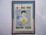 Stamps Hungary -  Cruz Roja- Centenario, 1863-1963 - Sanidad e Higiene en Adolescentes - Sello de 30 Fillér Húngaro, a