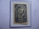 Stamps Austria -  Escudo de Armas - Alegoría -Srrie: 1920-22 - Sello de 50 Heller