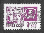 Stamps Russia -  3259 - Chico-Chica y Bandera de Lenin