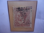 Stamps Spain -  Ed:Es 188T- King AlfonsoXII- Serie:Perforación de telégrafo- Impuesto de Guerra- Sello de 15 C. de P